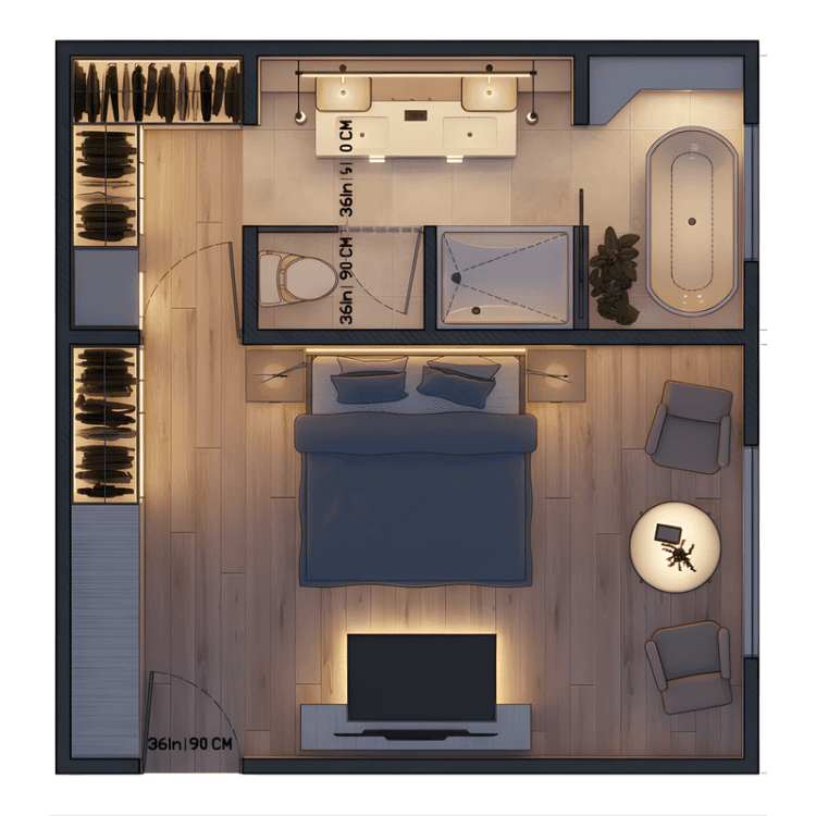 Professional interior design floor plan visualization