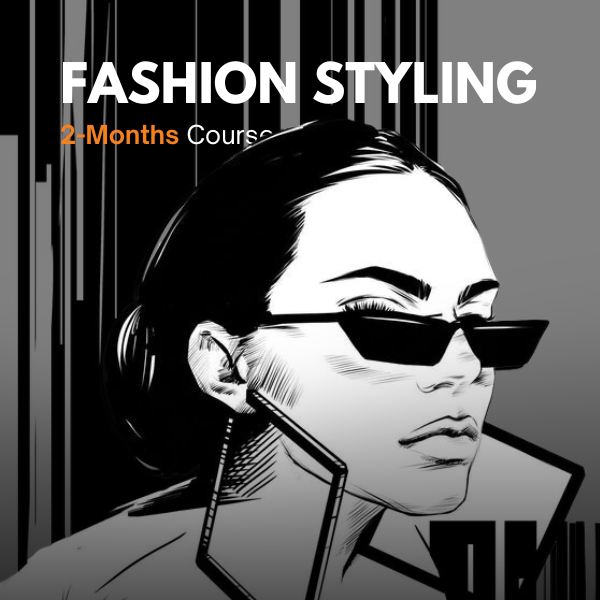 Fashion styling illustration with bold graphic portrait