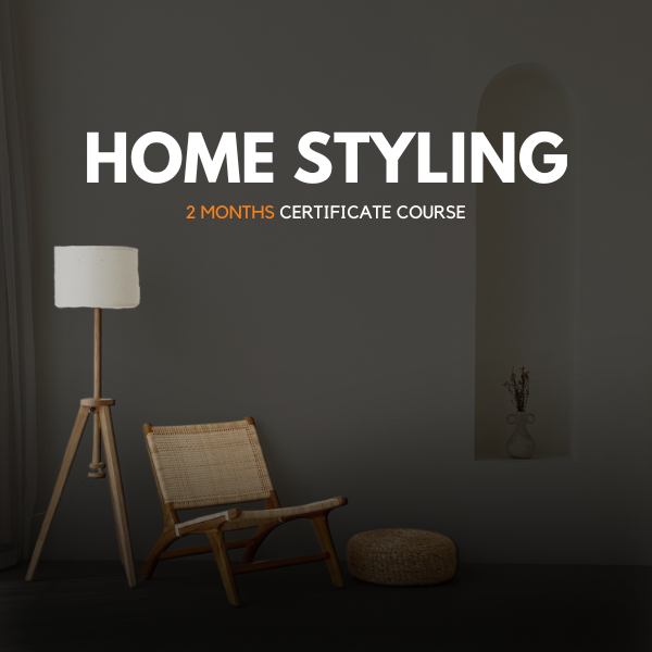 Styled interior with floor lamp, chair, and decor